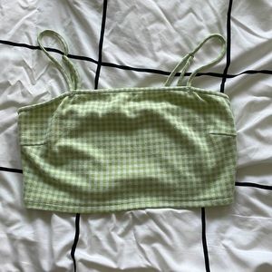 Light green gingham cropped tank top